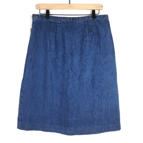 TALBOTS Jean Skirt Denim Modest Minimalist Capsule Wardrobe Classic Size 12 - Picture 4 of 8